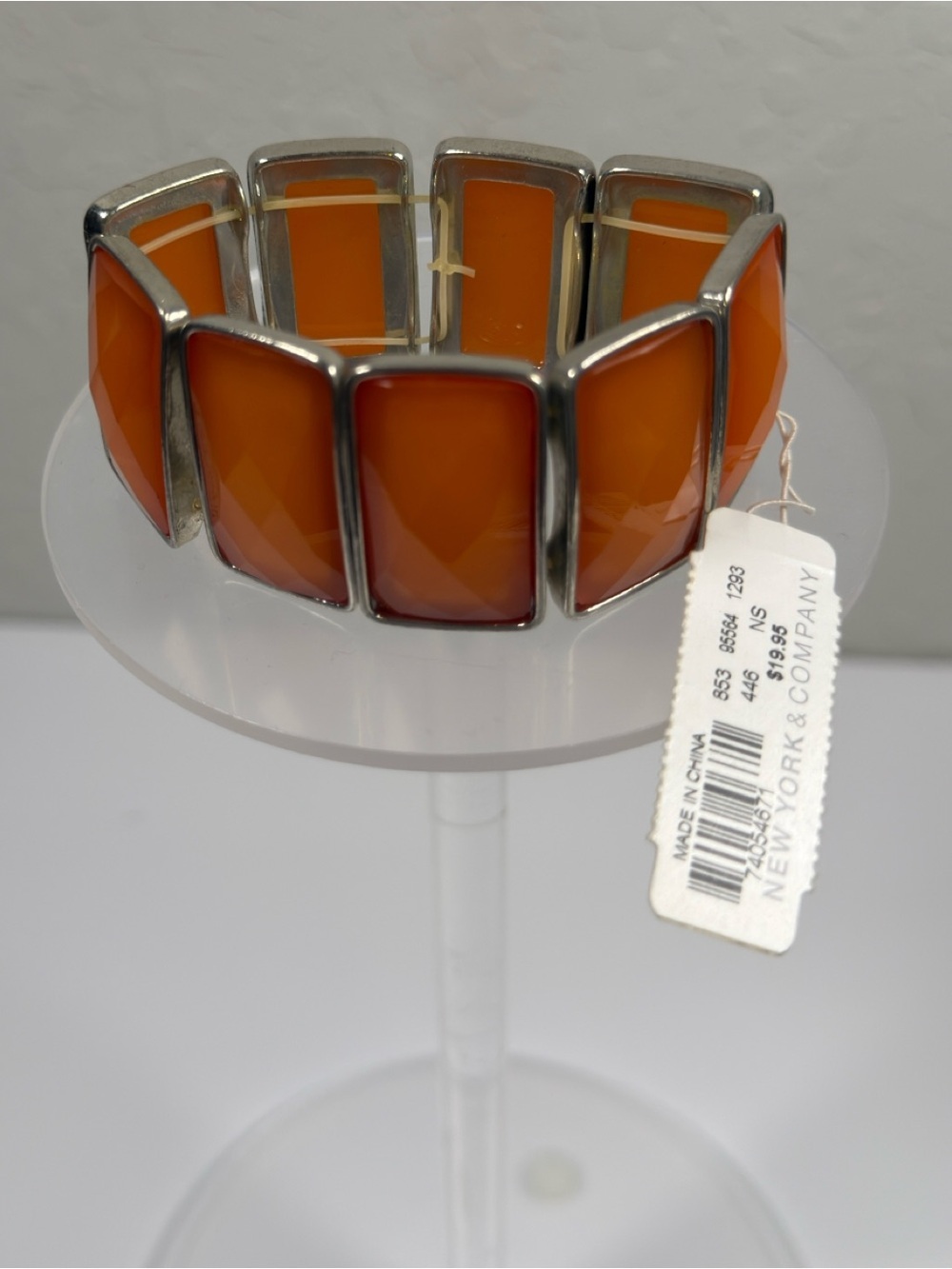 New York & Company Orange Stretch Statement Bracelet NWT